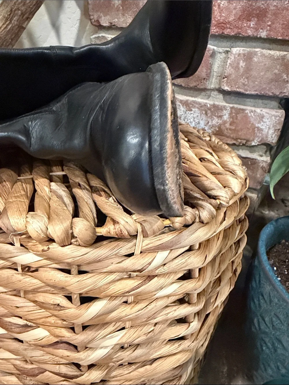 Frye Black Leather Knee-High Riding Boots with Button Accent
